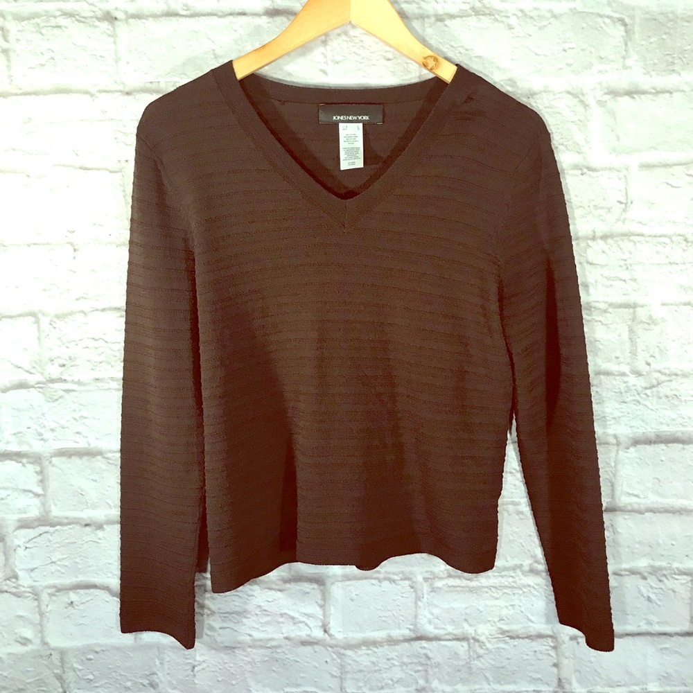JONES NEW YORK Chocolate Brown long sleeve top